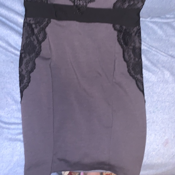 JENNIFER LOPEZ Hollywood Boudoir Grey & Black Lace Sheath Dress 6 - Picture 3 of 4